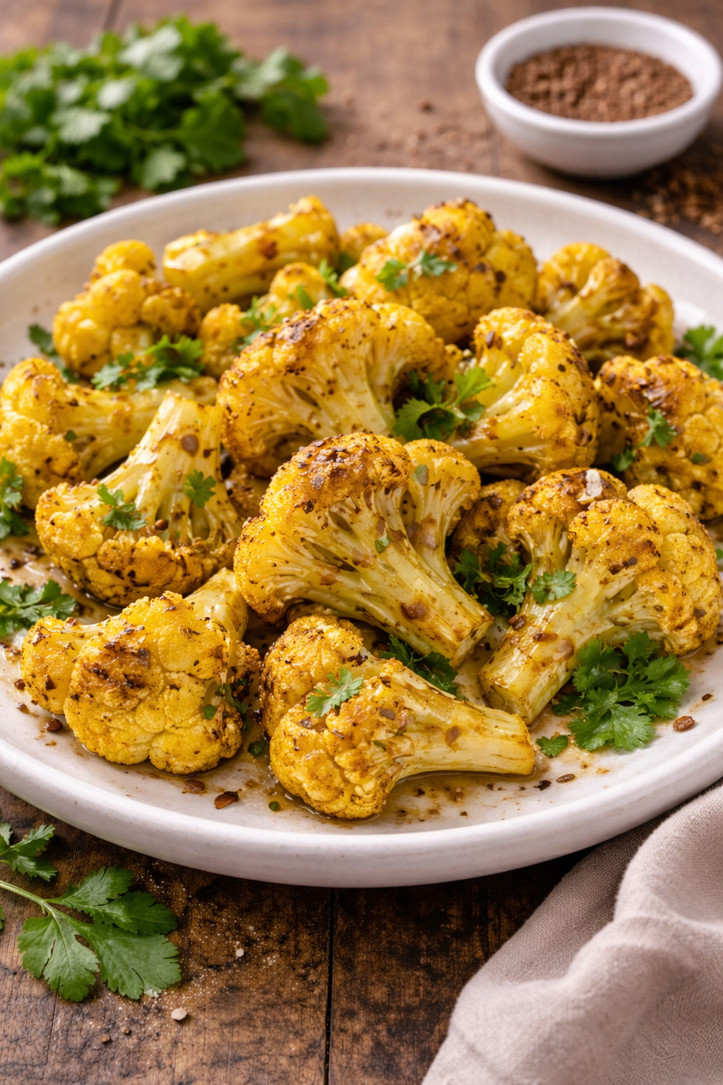 Geroosterde bloemkool met kurkuma en komijn, gezond vegan recept van Nooitmeertedik in Zoetermeer