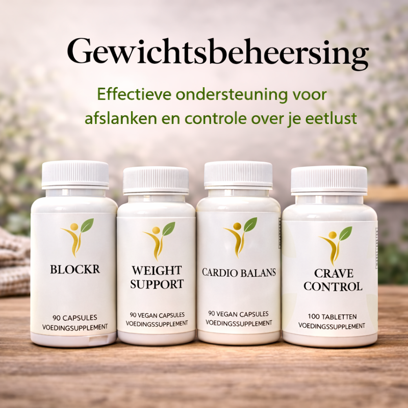 Gewichtsbeheersing supplementen met Blockr, Weight Support, Detox Support en Crave Control voor ondersteuning bij afvallen en eetlustcontrole